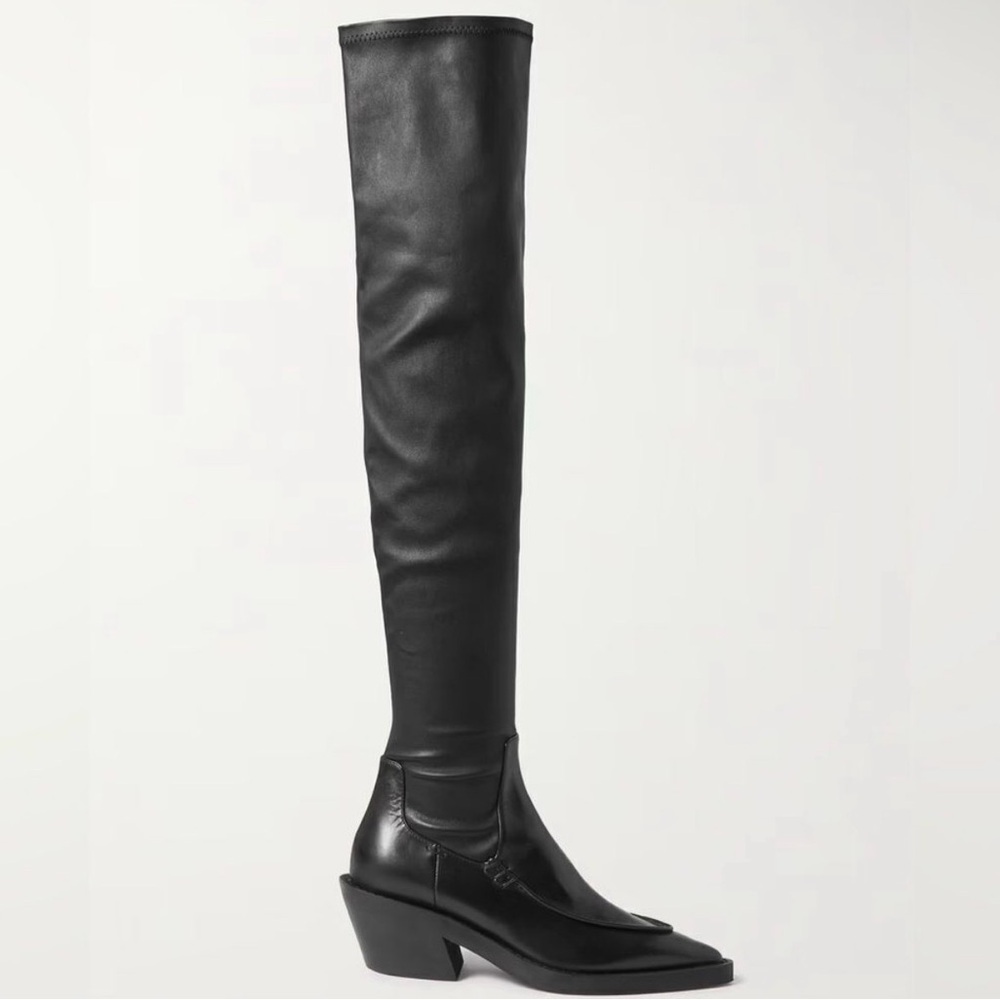 KHAITE Leather Black Over-the-Knee‎ Boots sz 36.5